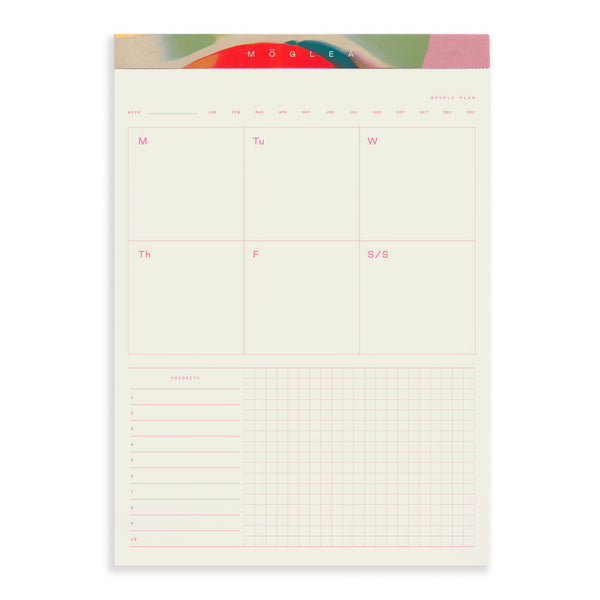 Moglea Palmita Weekly Planner Legal Pad notepad with lined pages for organizing weekly schedules and notes.