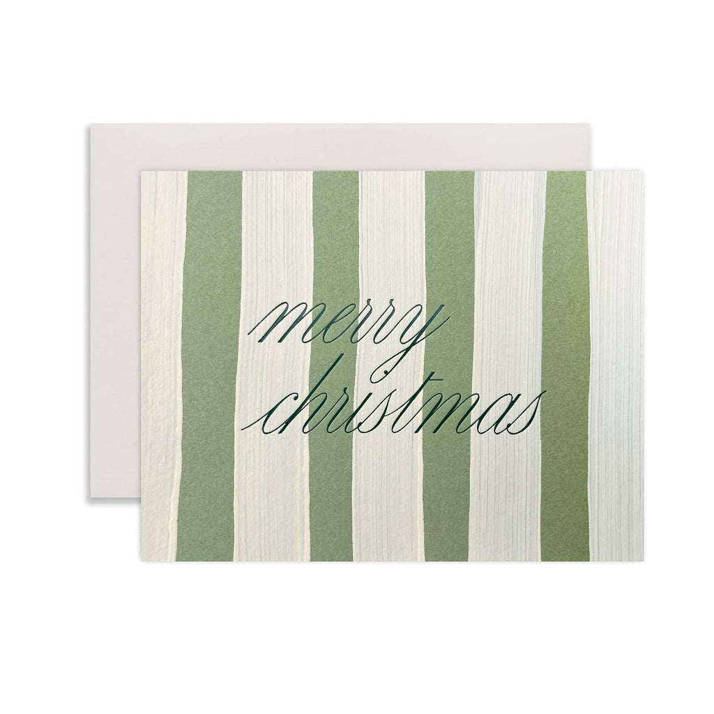 Striped card with 'merry christmas' text on a white background