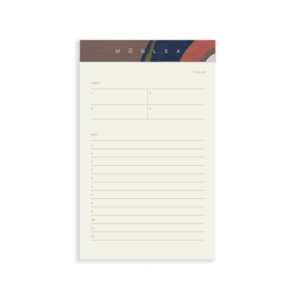 Moglea Sedona Focus Mini Legal Pad notepad with yellow pages and spiral binding, ideal for quick notes and reminders.