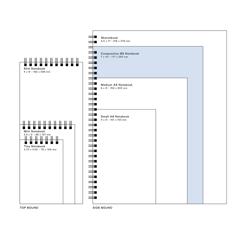 Note Book Format 2m Moglea Sol B5 Weekly Undated Planner notebook with size chart ...
